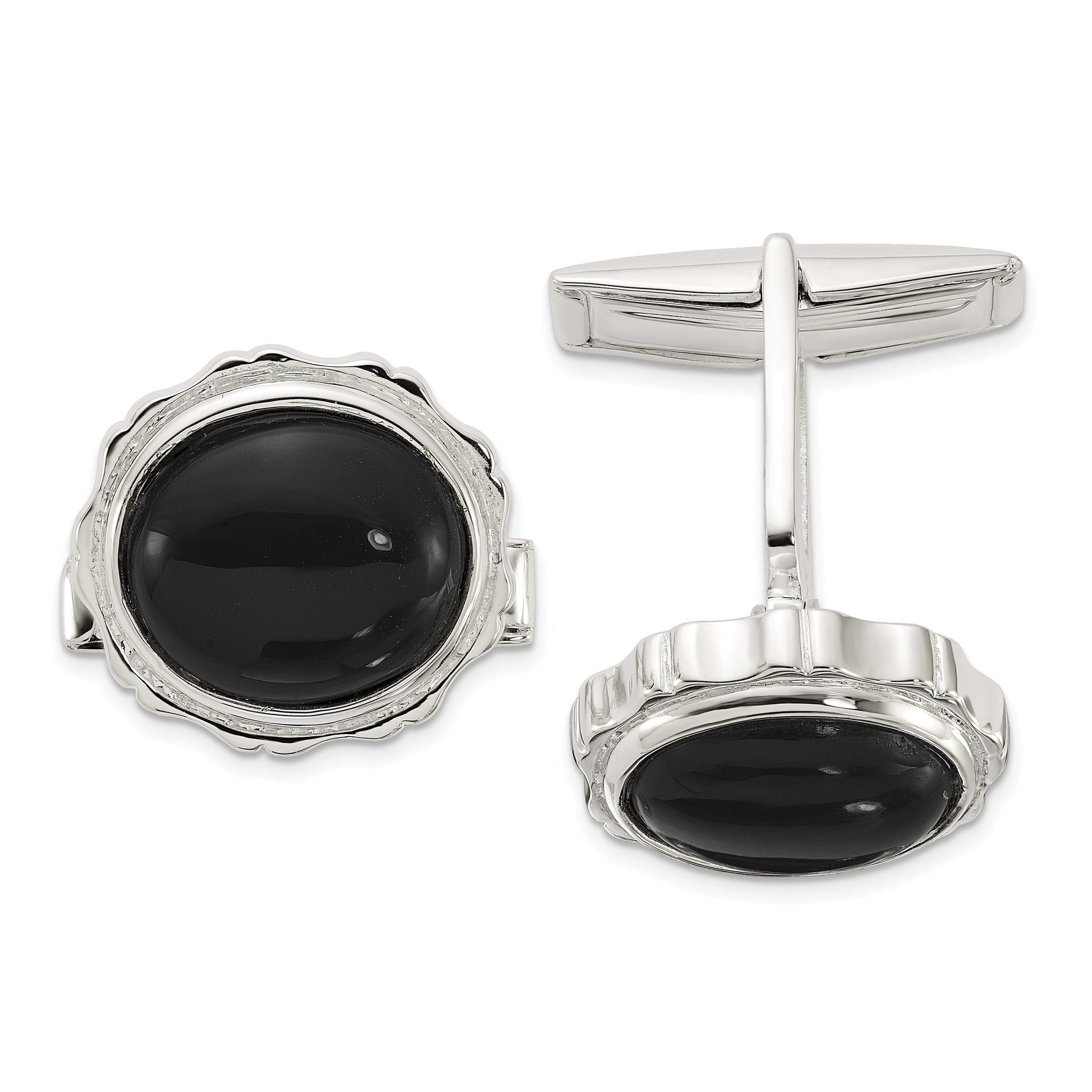 Sterling Silver Polished Onyx Cuff Links Main image