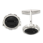 Sterling Silver Polished Onyx Cuff Links