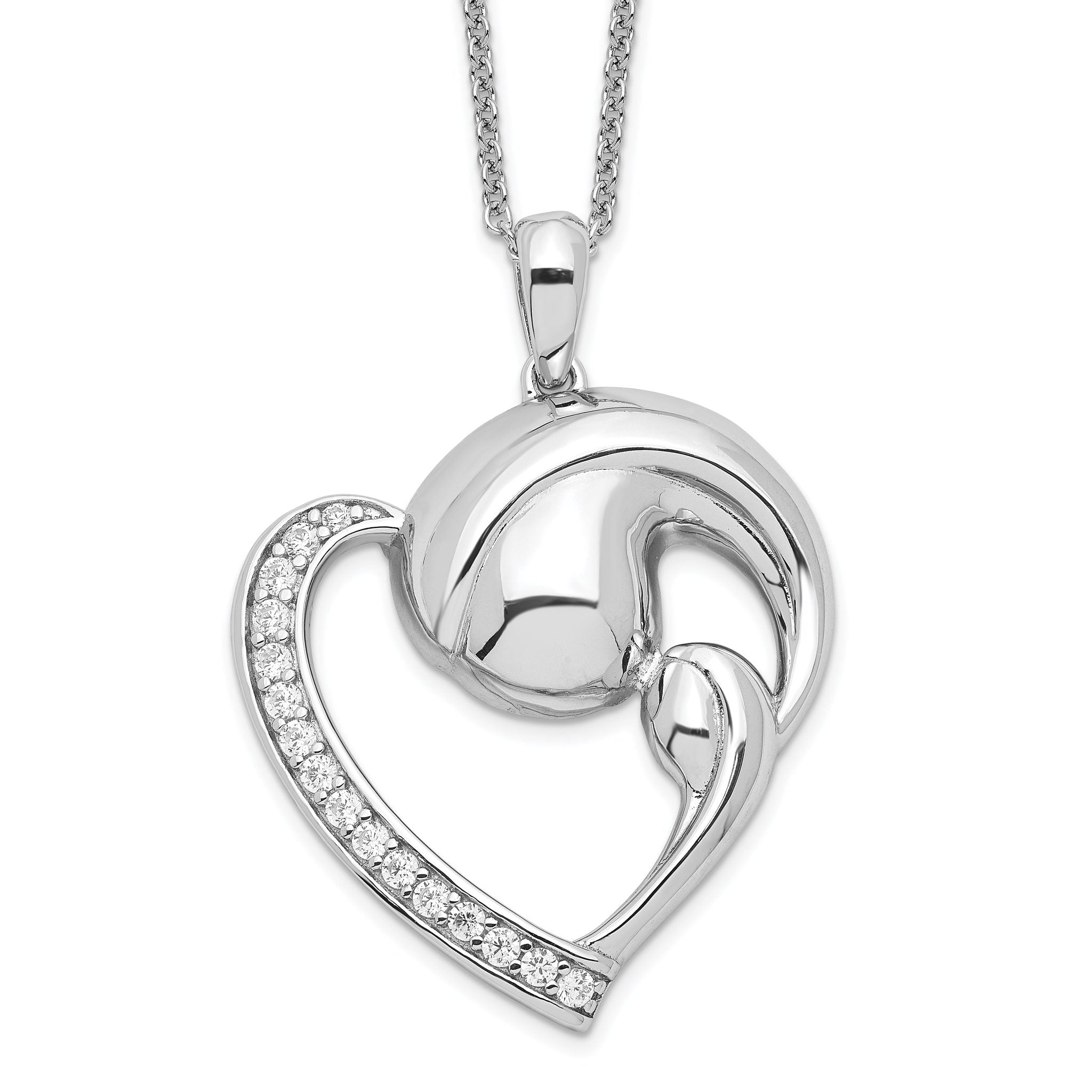Sentimental Expressions Sterling Silver Rhodium-plated CZ Motherhood 18in. Necklace Main image