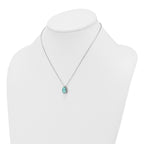 Pure Serenity 14k White Gold 1/4 carat Lab Grown Diamond VS/SI+ G+ and Lab Created Paraiba 18 inch Oval Halo Pendant Necklace