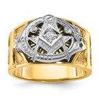 14k Two-tone Men's Polished and Textured Blue Lodge Master Masonic Ring Mounting, Mounting Only
