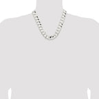 Sterling Silver Rhodium-plated 15.75mm Concave Beveled Curb Chain