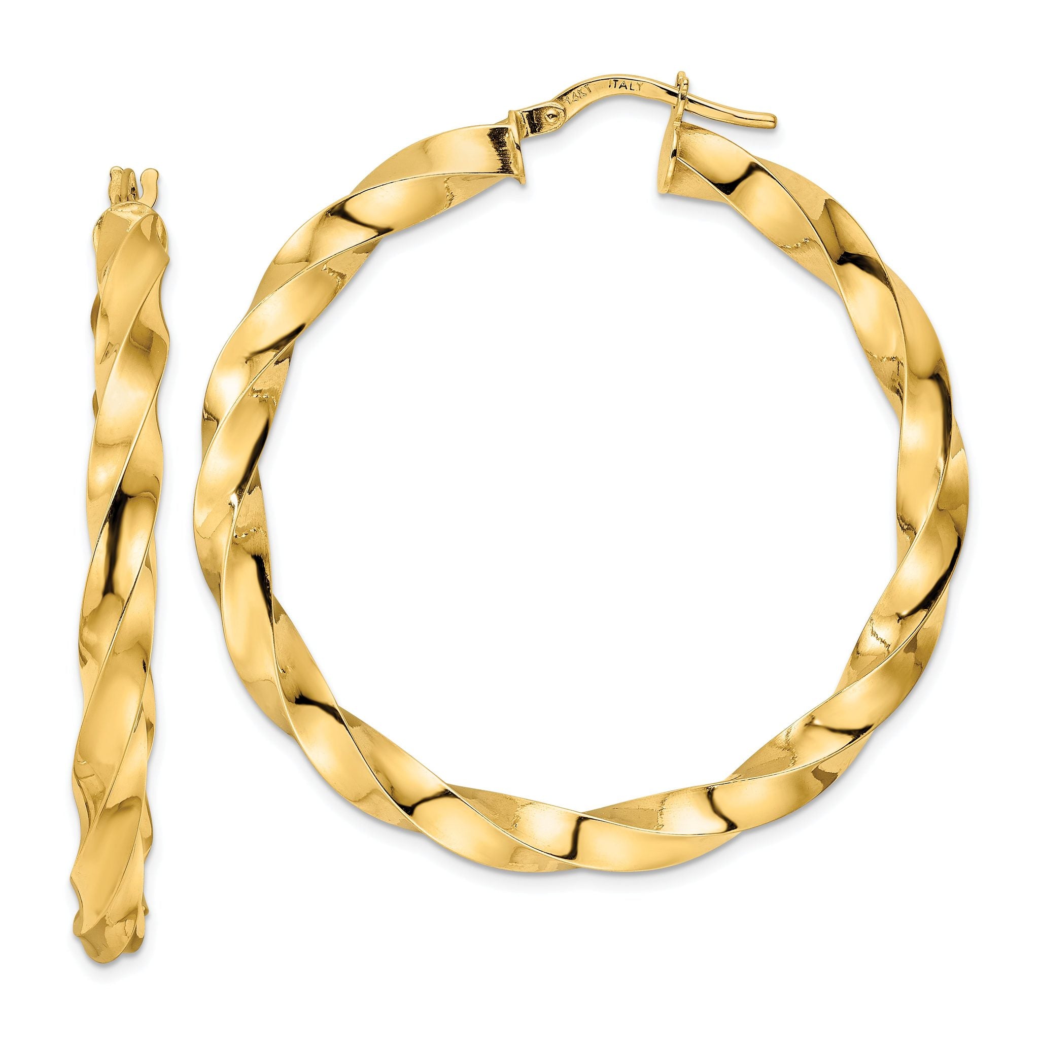 14K Polished Twisted Hoop Earrings Main image