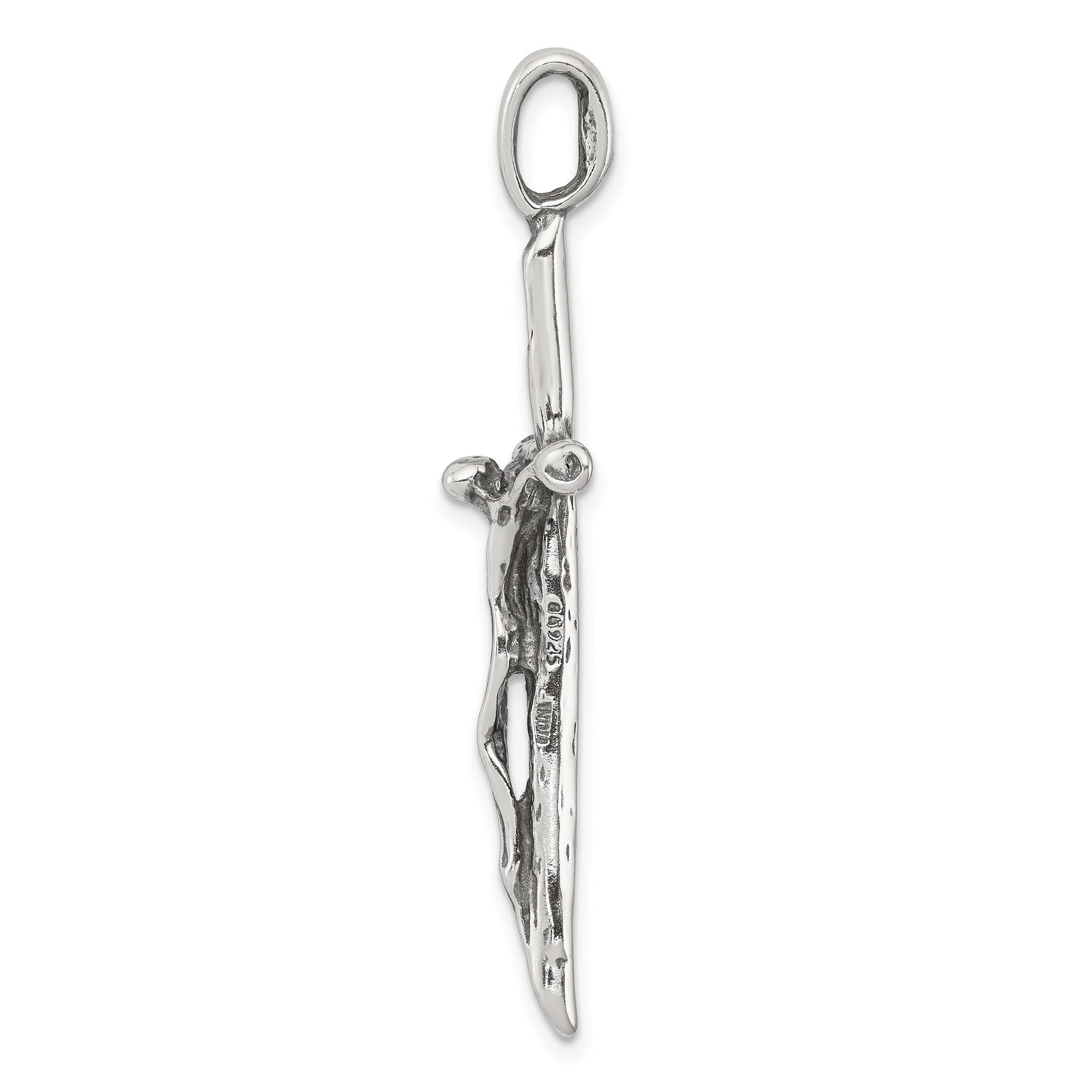 Sterling Silver 925 Crucifix Charm with Polished Antique Finish Secondary image