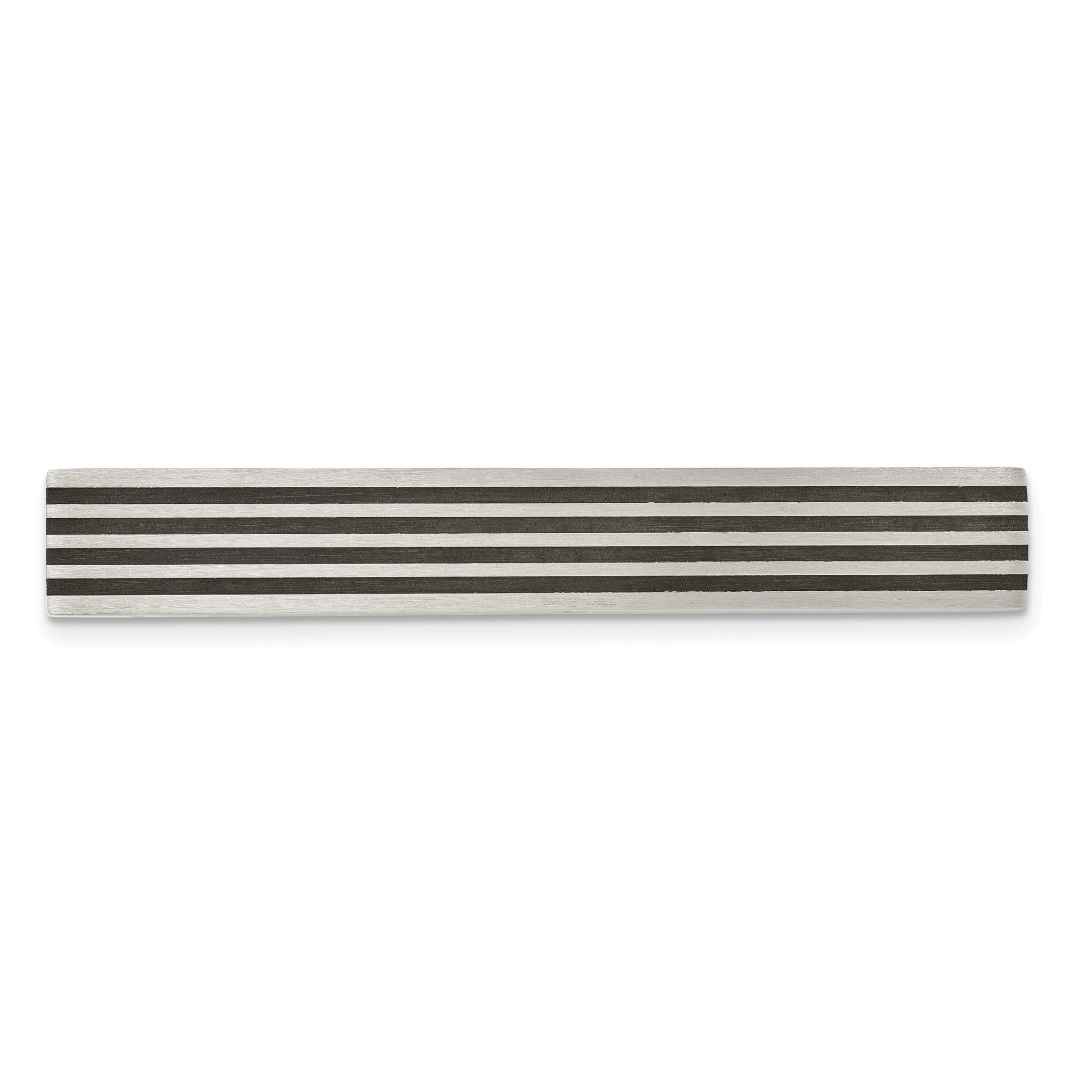 Stainless Steel Men's Tie Bar with Brushed Elegant Black Rubber Design Main image