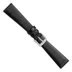 18mm Black Flat Genuine Louisiana Alligator Leather with Silver-tone Buckle 7.5 inch Watch Band