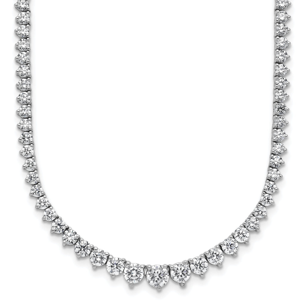 14k White Gold 11 5/8 carat Lab Grown Diamond VS+ F+ Complete Round 20 inch Graduated Tennis Necklace