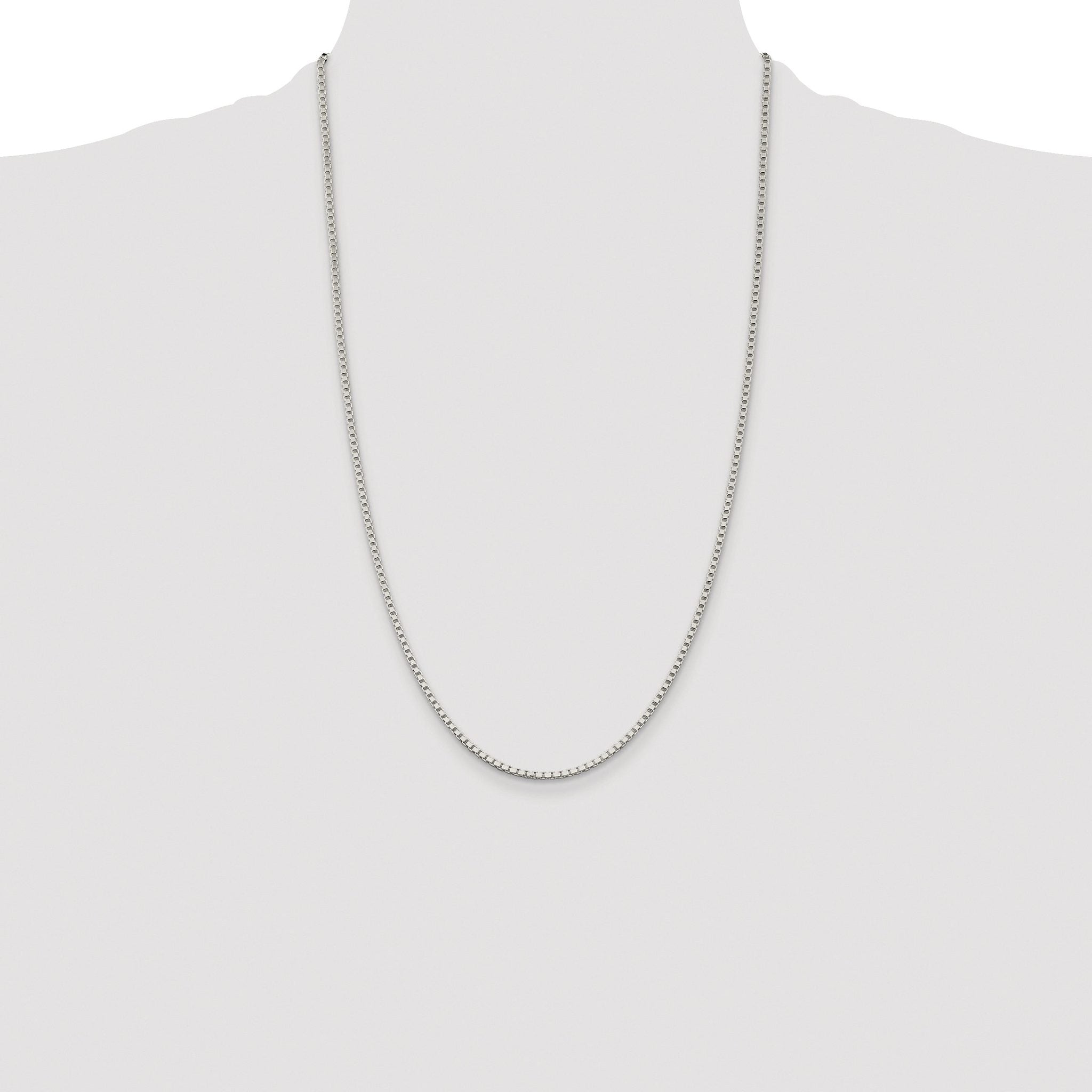 Sterling Silver Rhodium-plated 2mm Box Chain