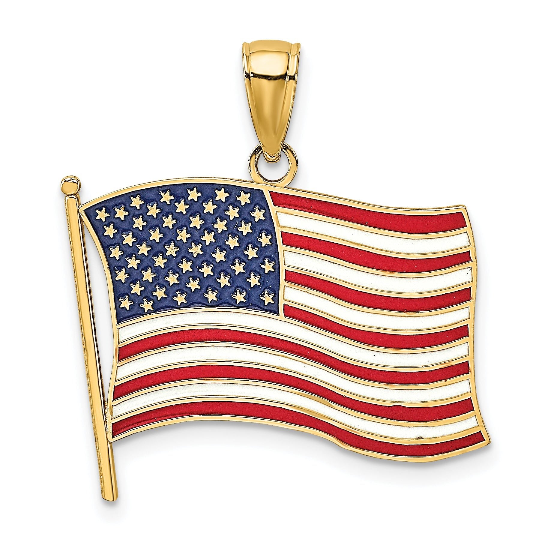 10K w/ Enamel American Flag Charm Main image