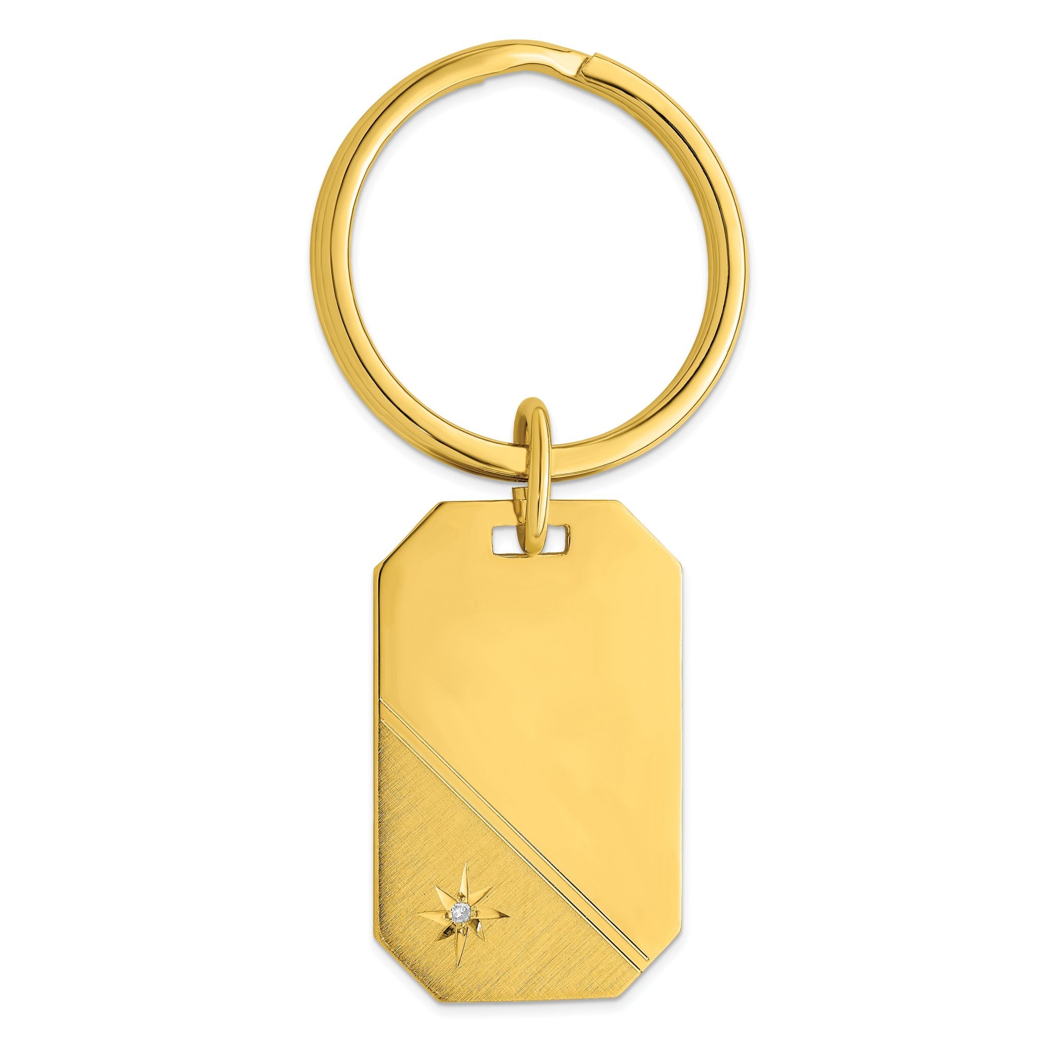 Gold-plated Kelly Waters Star Cut .001ct. Diamond Key Ring Main image