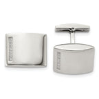 Stainless Steel Polished CZ Cuff Links