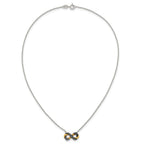 Sterling Silver with Gold-tone Polished and Antiqued Beaded Infinity Charm 16 inch Necklace