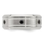 Black Spinel Wedding Band in Black Titanium & Sterling Silver, 10mm