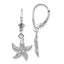 14K White Gold Starfish Drop Earrings with Polished Leverback