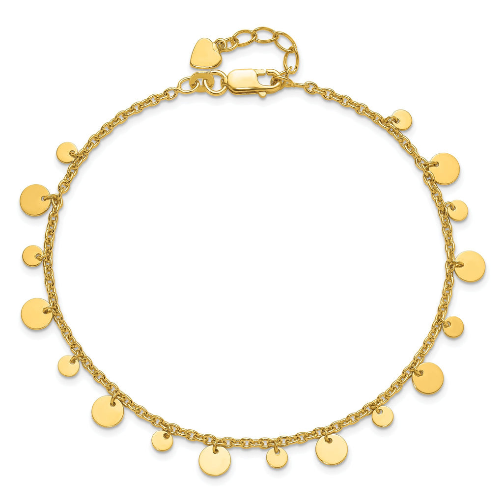 Affordable Expressions Sterling Silver Gold-tone Circle Disc Anklet with Extender