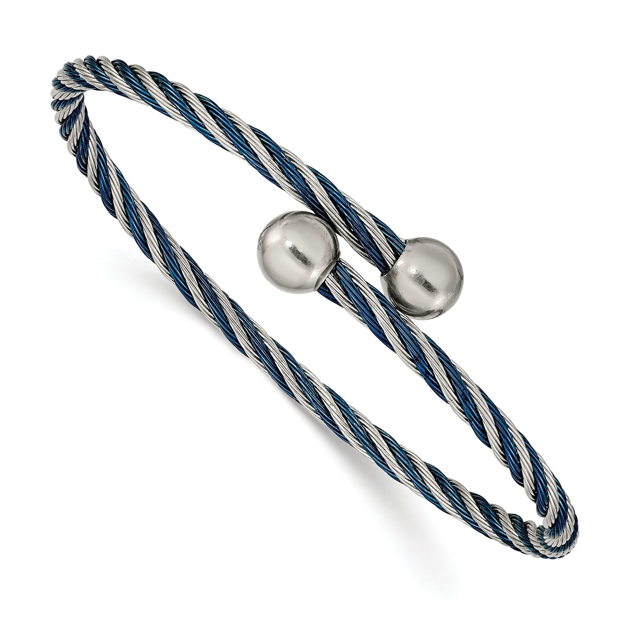 Stainless Steel Polished Blue IP-plated 3.00mm Flexible Bangle Bracelet for Women Main image
