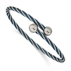 Stainless Steel Polished Blue IP-plated 3.00mm Flexible Bangle Bracelet for Women