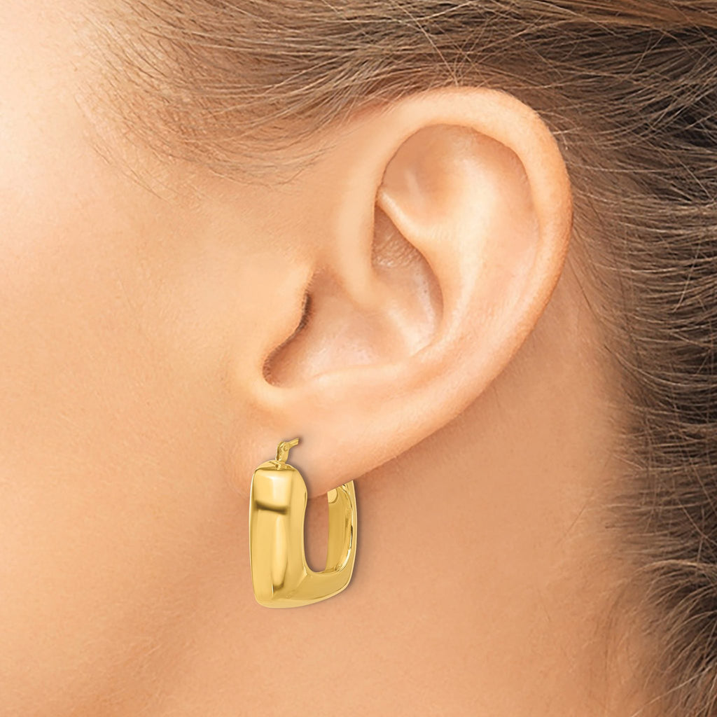 14K Polished Square Hoop Earrings