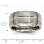 Grooved Ridged-Edge Wedding Band in Titanium, 10mm