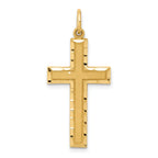 14K Gold Diamond-Cut Cross Charm Pendant  Elegant Solid Design