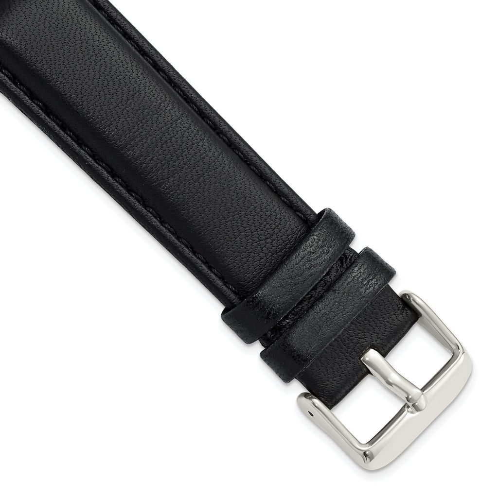 Black Glove Leather Watch Band in 24mm with Panerai-Style Buckle