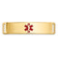 14K Gold Polished Medical ID Bracelet with Red Enamel Accents
