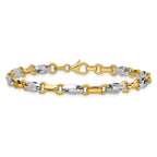14K w/White Rhodium Polished Fancy Link Bracelet