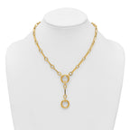 14k Polished Fancy Long Link with Circles 17.5 inch Y-Drop Necklace