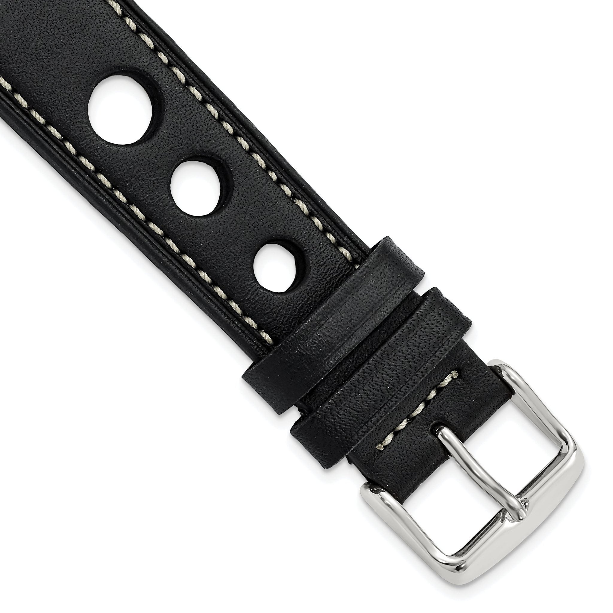 Grand Prix Leather Watch Band in Black, 18mm