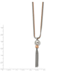 Stainless Steel Polished Rose IP-plated 2-Strand 18.5 inch Tassel Necklace