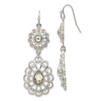 1928 Silver-tone Crystal Dangle Shepherds Hook Earrings