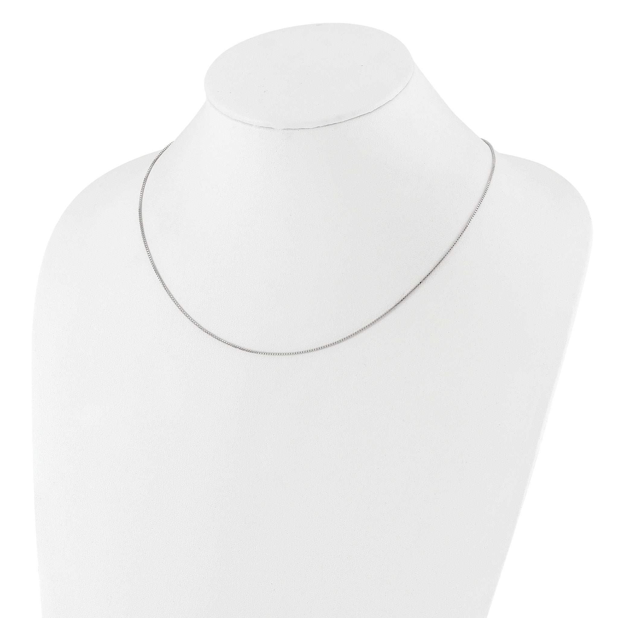 Sterling Silver Rhodium-plated Adjustable .95mm Box Chain