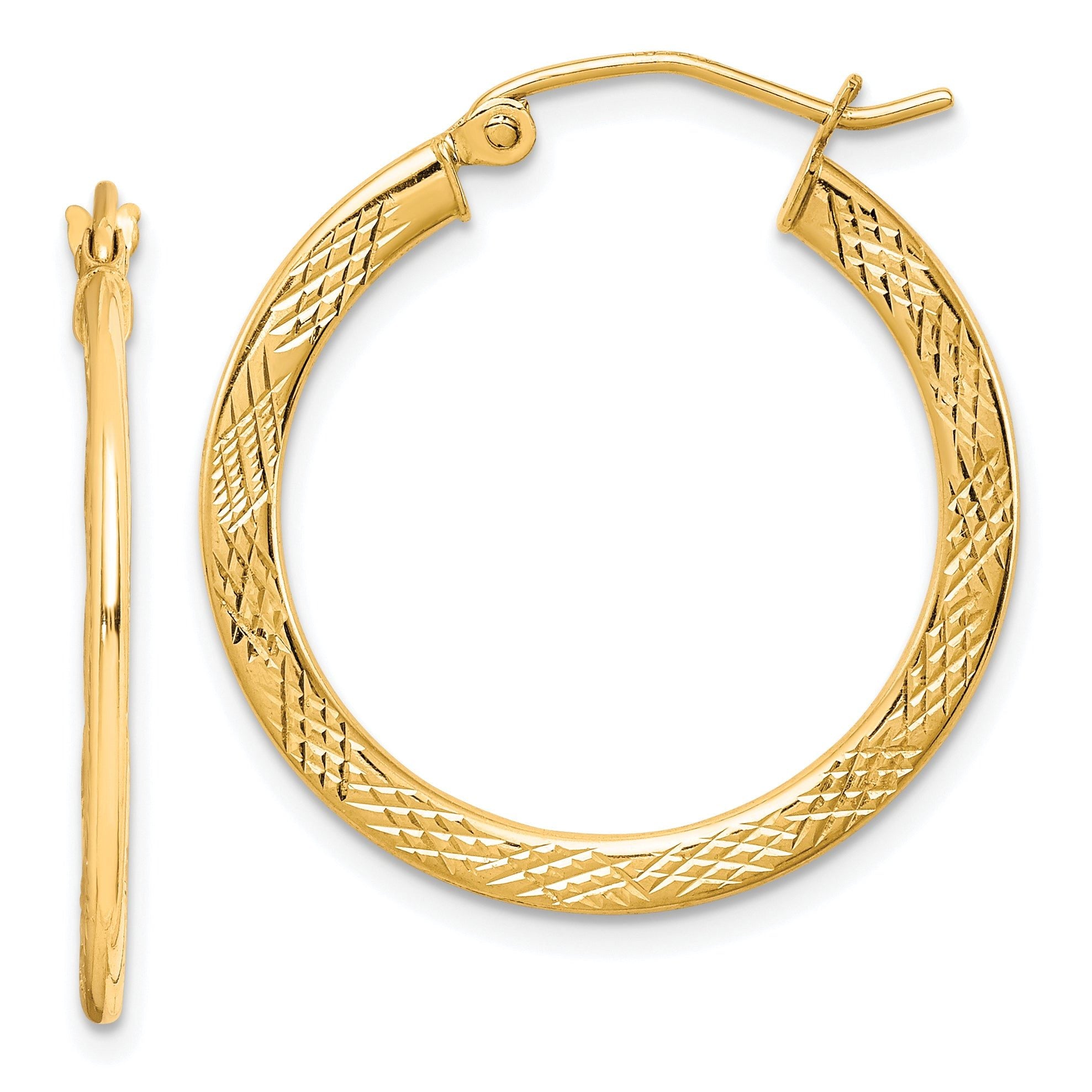 10K Textured Hoop Earrings Main image