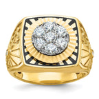14k Two-tone with Black Enamel Men's Polished Textured and Diamond-cut 1 Carat AA Quality Diamond St