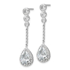 Sterling Silver CZ Teardrop Halo Dangle Earrings, Rhodium-Plated, Gift-Ready