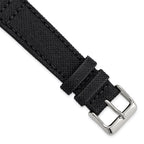 18mm Black Nylon Canvas with Black Leather Lining and Brushed Stainless Steel Buckle 7.75 inch Watch Band