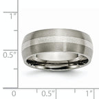 Chisel Titanium Brushed with Sterling Silver Inlay 8mm Band