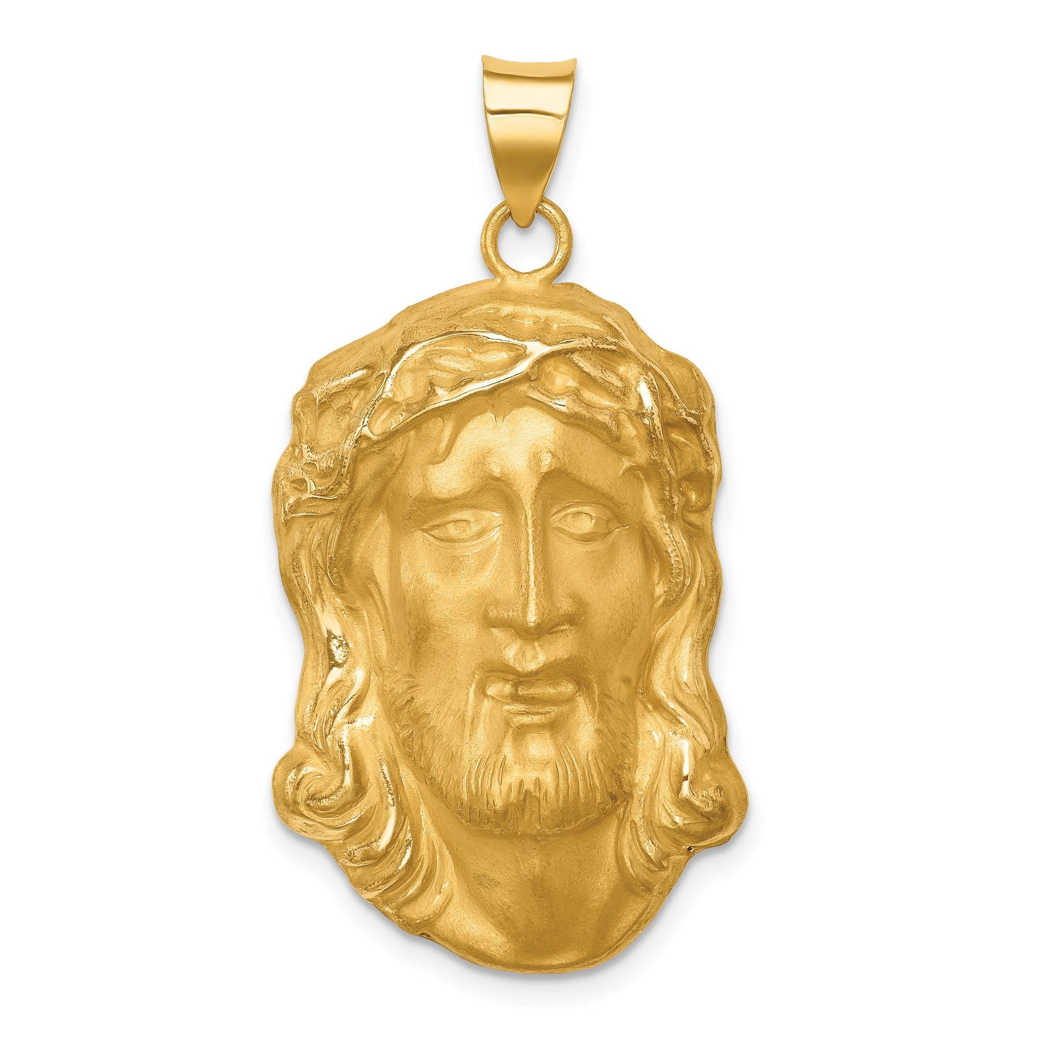 14k Hollow Polished/Satin Large Jesus Medal Main image