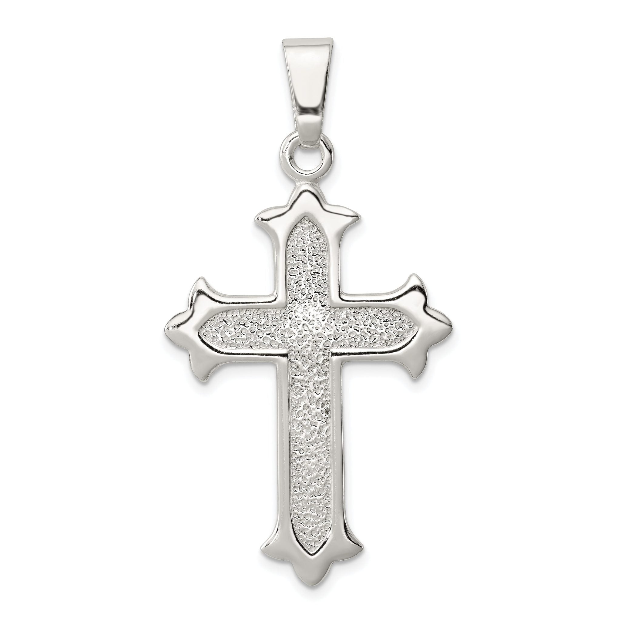 Sophia Jewelers Sterling Silver Cross Pendant with Polished Textured Design Main image
