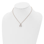 Wishbone CZ Necklace in Rose-Tone Stainless Steel