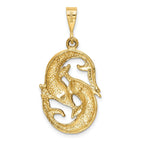 14K Gold Satin Diamond-Cut Pisces Zodiac Charm  Elegant and Themed Pendant