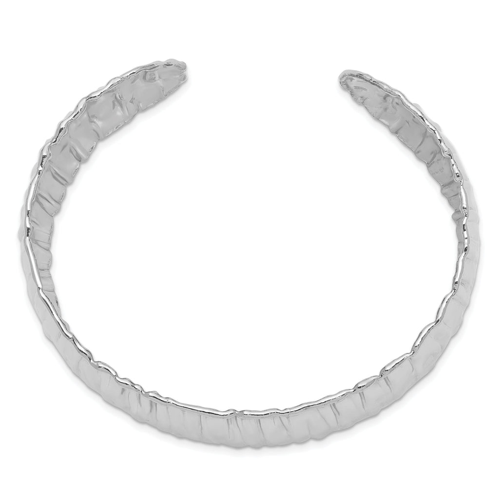 Sterling Silver Men's Cuff Bangle with Polished Rhodium-Plated Finish