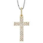 Sophia Jewelers Sterling Silver Gold-Tone CZ Cross Pendant Necklace