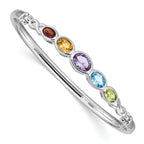 Sophia Jewelers Sterling Silver Multi-Gemstone Bangle with Polished Rhodium Finish
