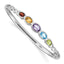 Sophia Jewelers Sterling Silver Multi-Gemstone Bangle with Polished Rhodium Finish