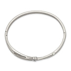 Stainless Steel Polished Heart Cubic Zirconia Hinged Bangle Bracelet for Women