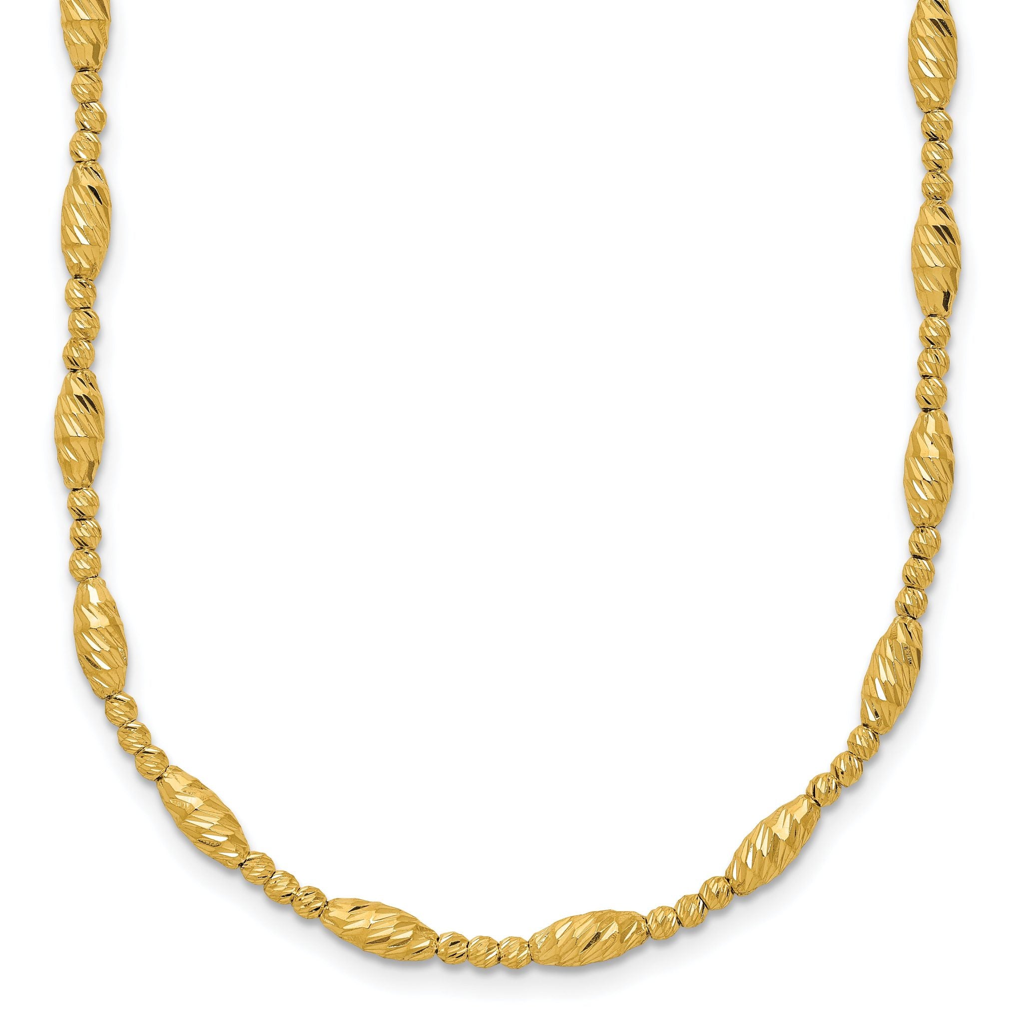 14K Polished and Diamond-cut Beaded Fancy Necklace Main image
