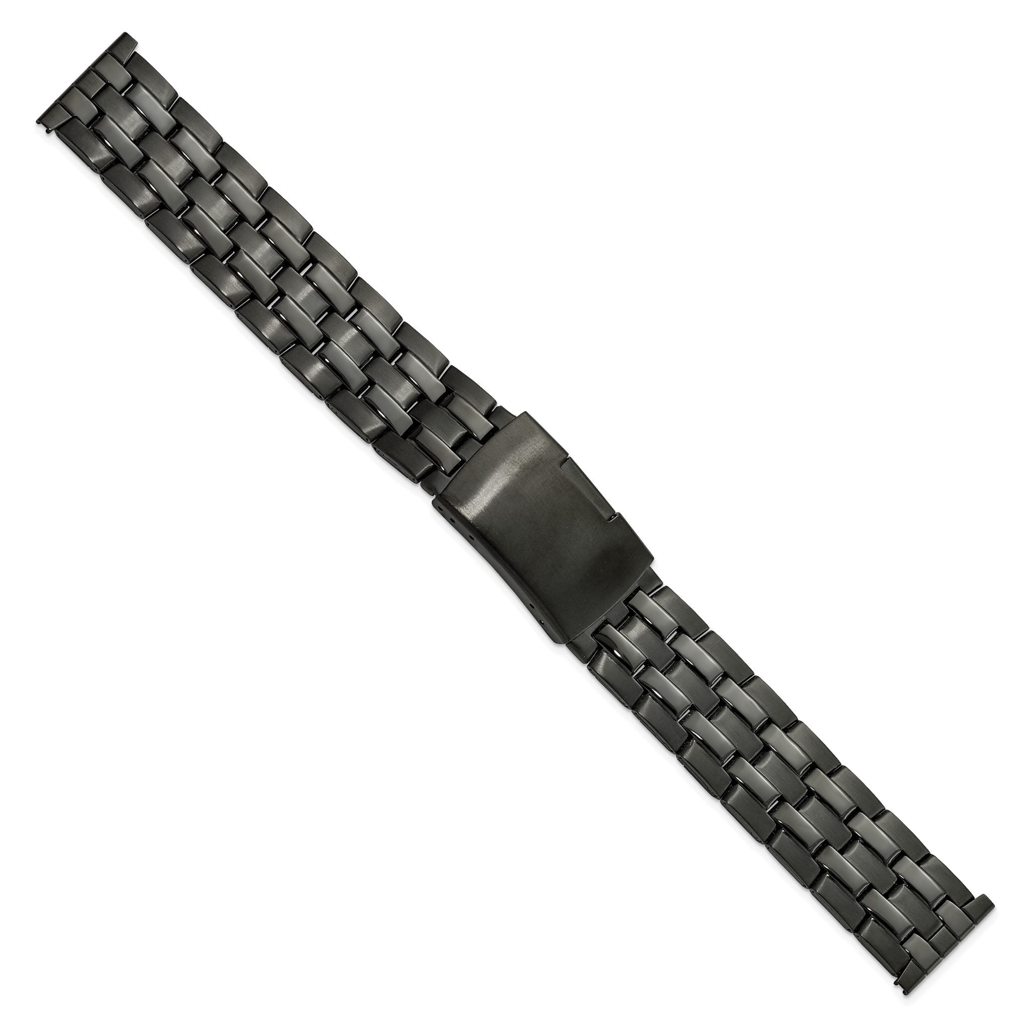 Folded Link Watch Band in Black PVD Stainless Steel, 18mm Secondary image