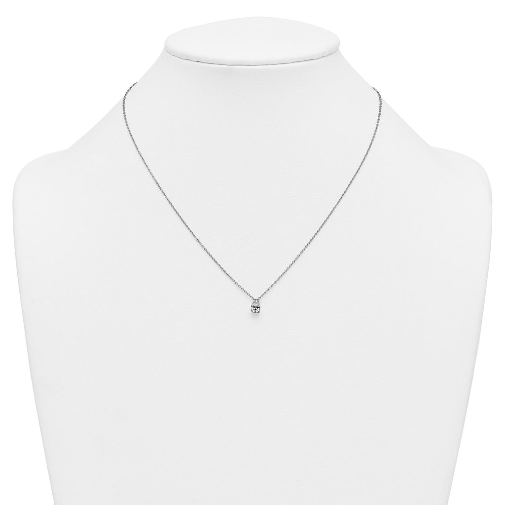 14k White Gold 1/2 carat Lab Grown Diamond VS+ F+ Pear Complete 18 inch Four Prong Pendant Necklace