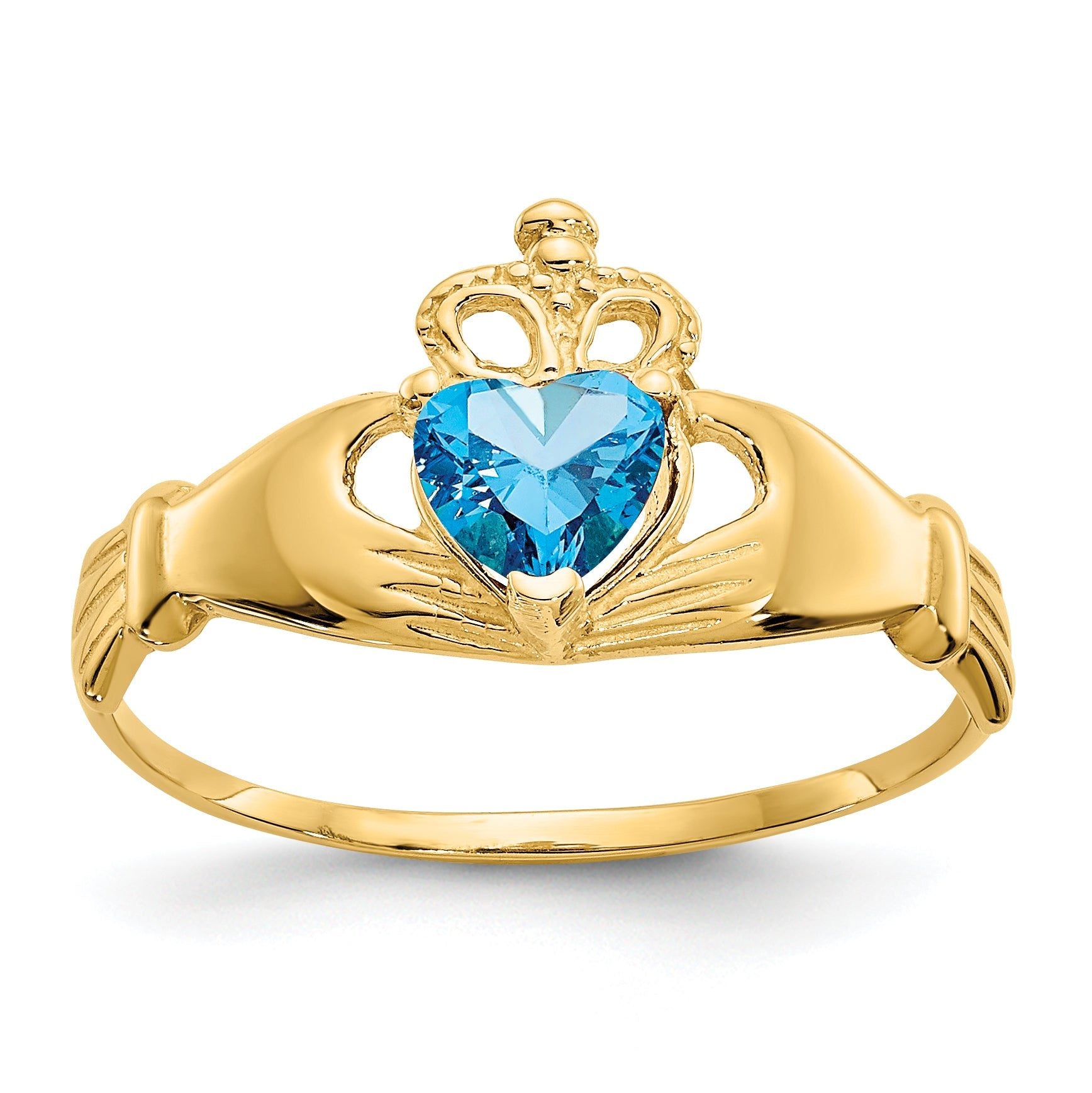 14k CZ December Birthstone Claddagh Heart Ring Main image